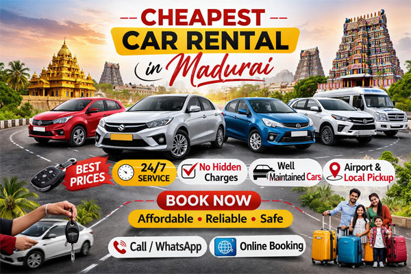 Cheapest car rental in madurai, Nearby Taxi Service, Car Rental in Madurai
