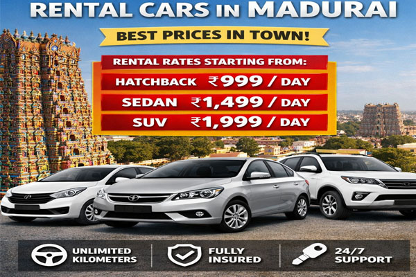 Self drive rental cars in Madurai price, Nearby Taxi Service, Car Rental in Madurai